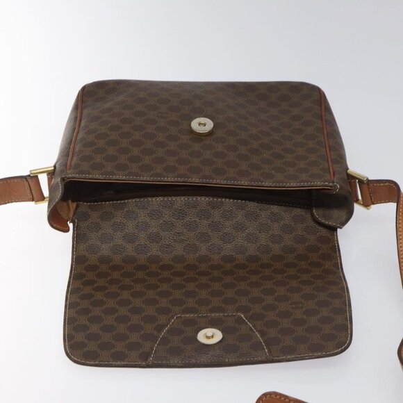 CELINE Macadam Canvas Shoulder Bag PVC Leather Brown Gold - Picture 11 of 15